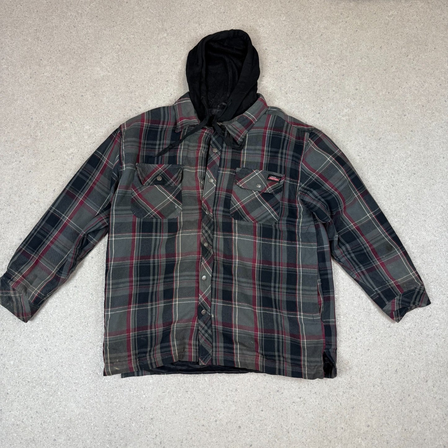 Dickies Flannel Hooded Work Jacket 2XL Black Grey