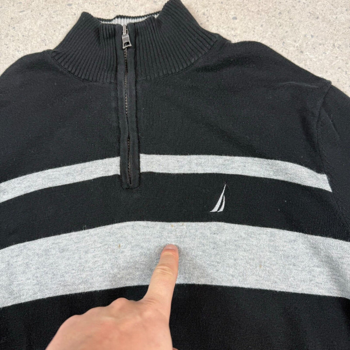 Nautica 1/4 Zip Jumper Large Black White