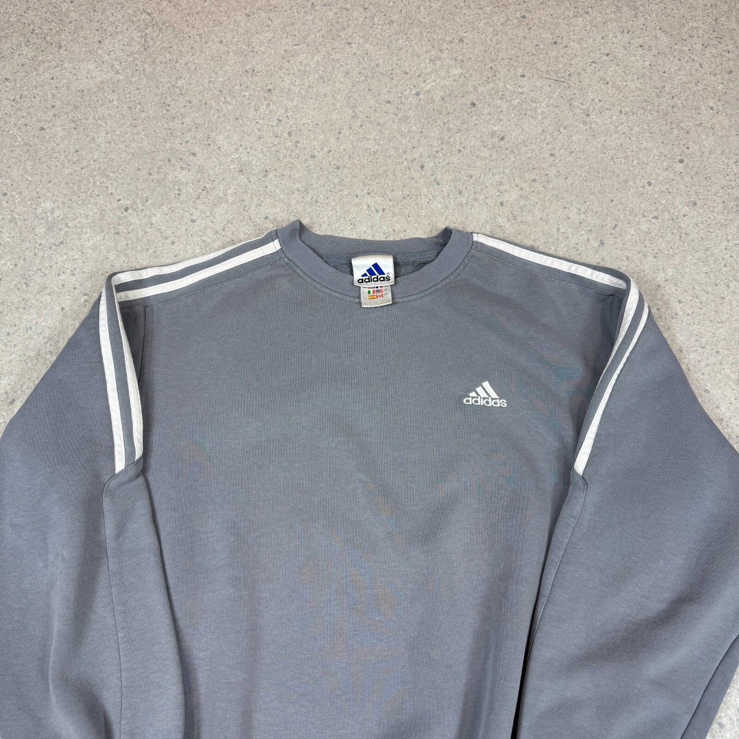 Adidas Sweatshirt Large Grey Colourway 90s Tag Oversized Fit Embroidered Logo