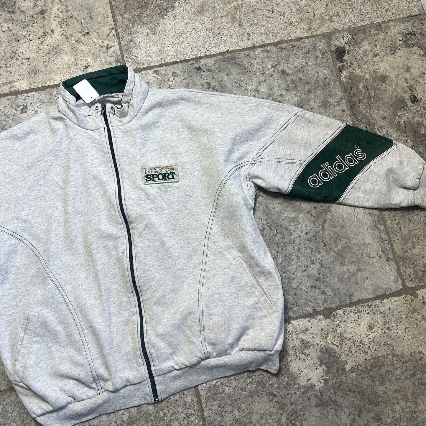 Adidas Full Zip Retro Jumper Grey, Mens , Medium