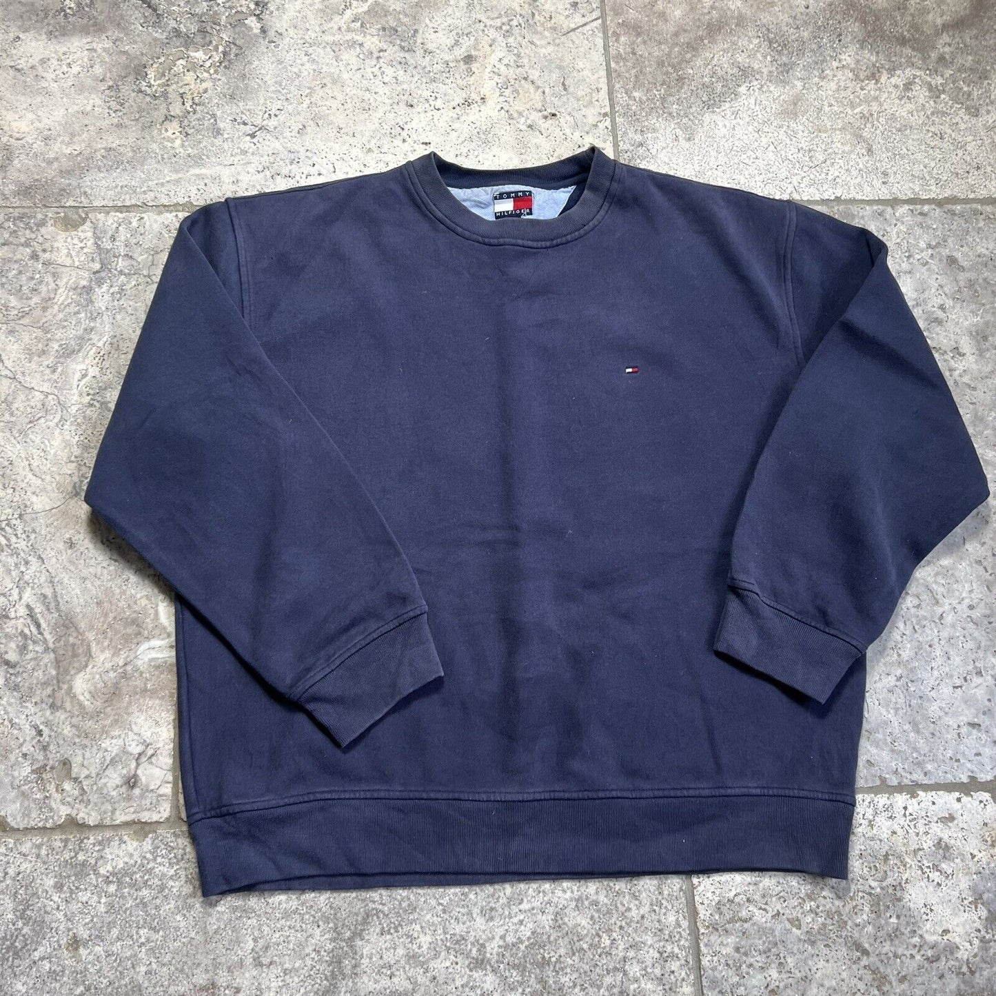 Tommy Hilfiger Sweatshirt Mens XL Navy Embroidered Centre Logo