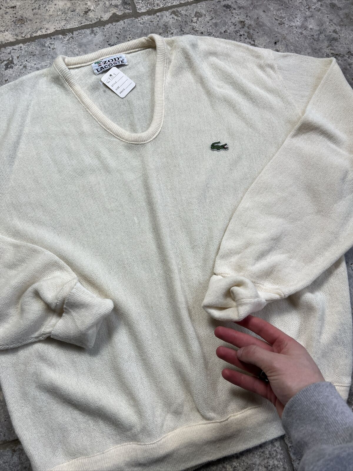 Lacoste IZOD V Neck Yellow Knit Jumper Medium