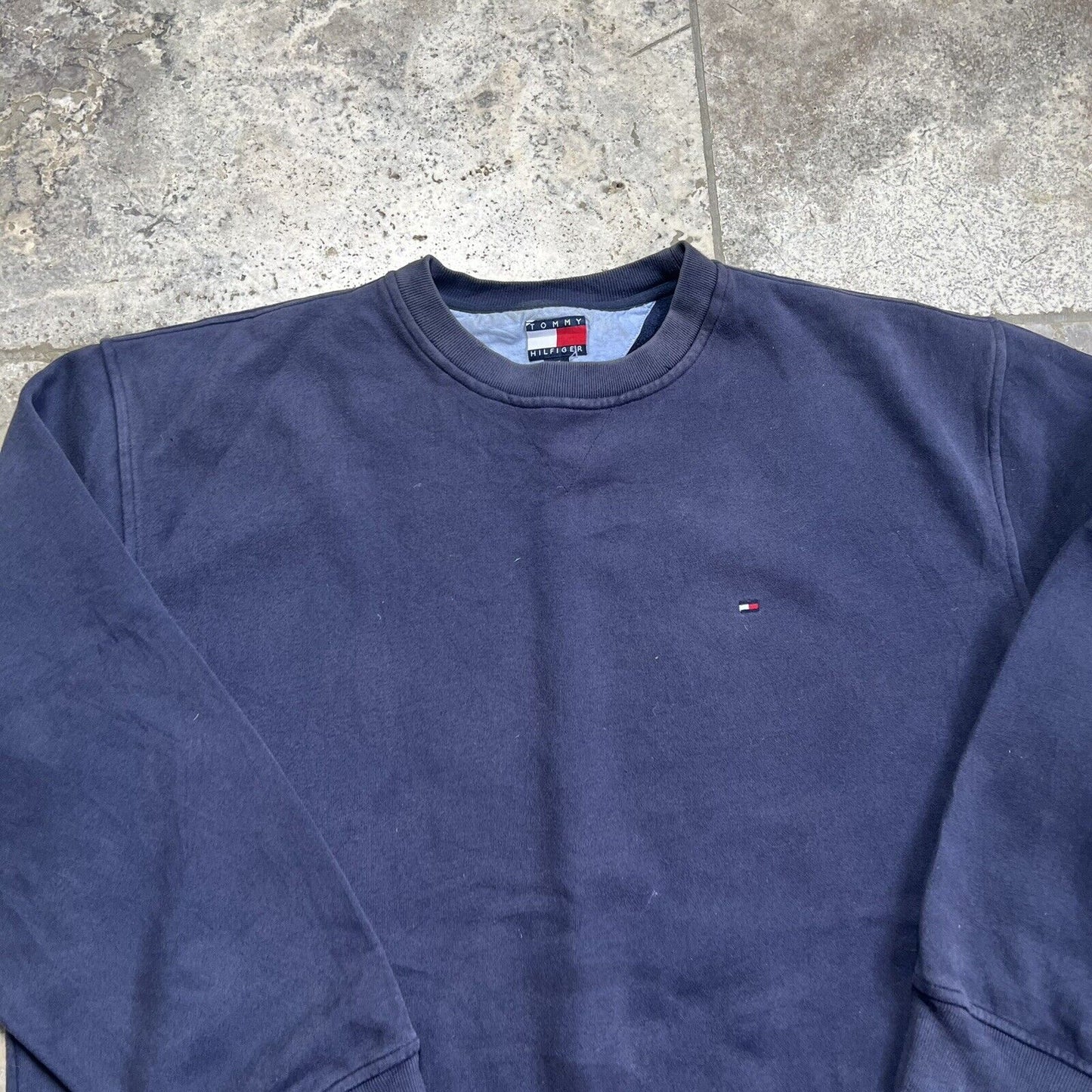 Tommy Hilfiger Sweatshirt Mens XL Navy Embroidered Centre Logo