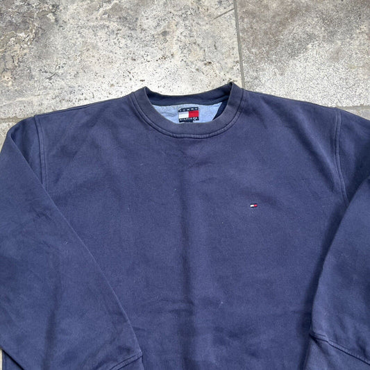 Tommy Hilfiger Sweatshirt Mens XL Navy Embroidered Centre Logo