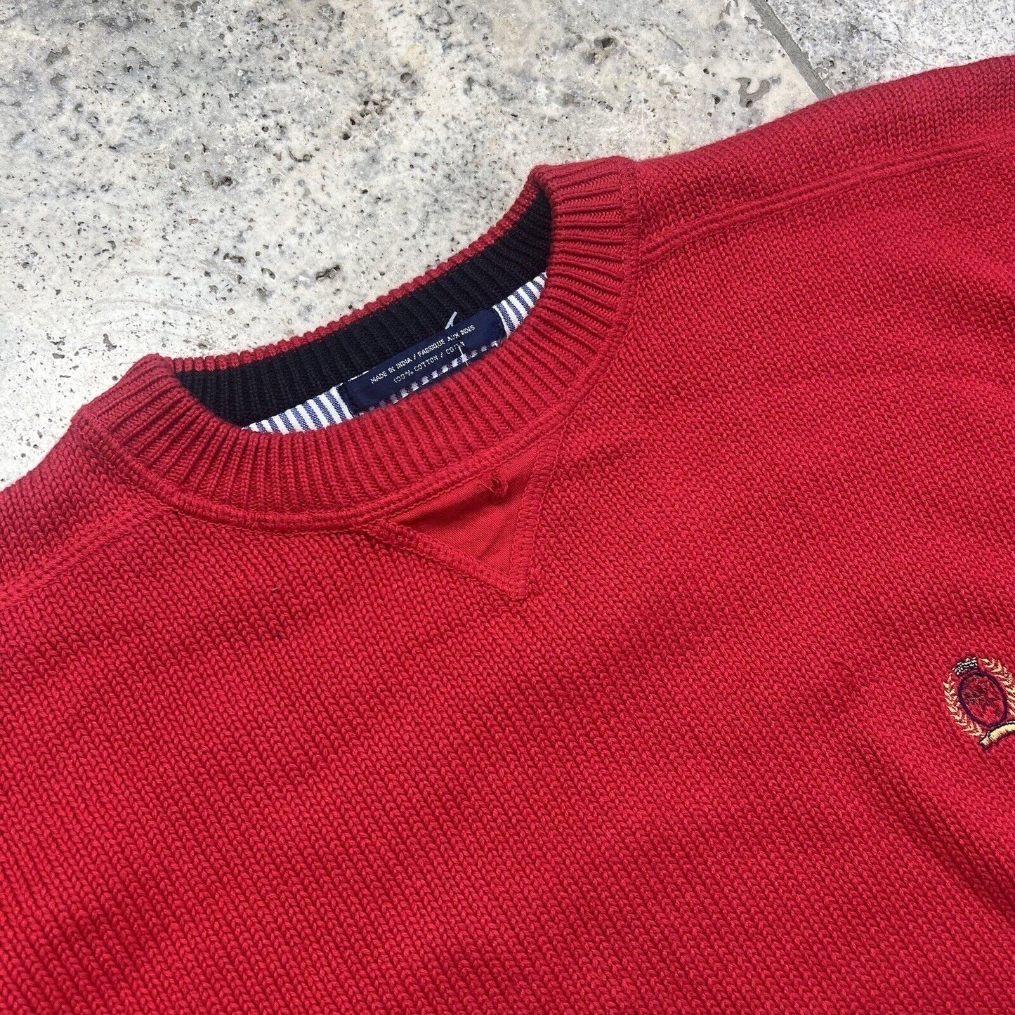 Tommy Hilfiger Knitted Jumper, Red, Mens, Large