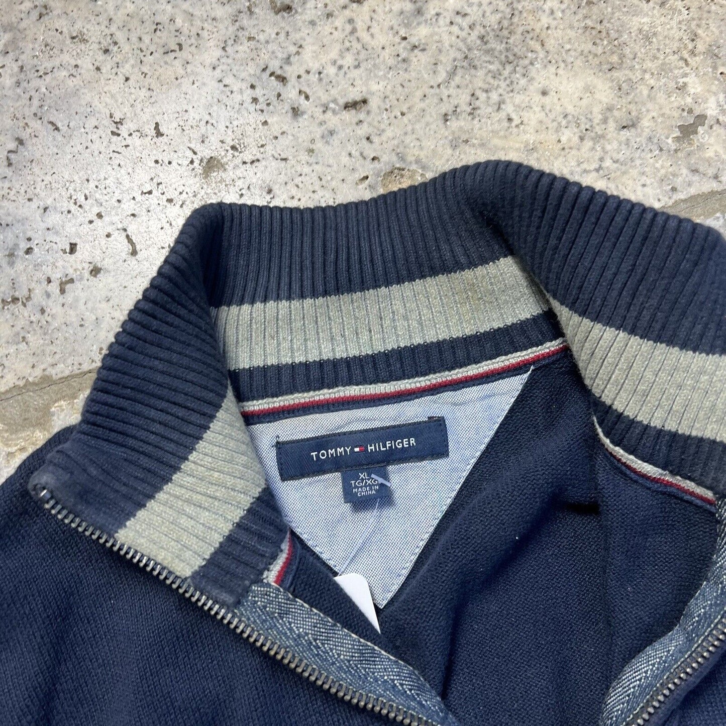 Tommy Hilfiger 1/4 Zip Knit, Navy, Men’s, XL