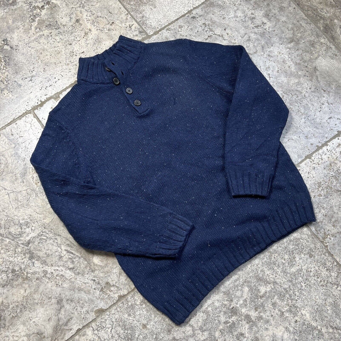 Nautica Knit Button Up, Navy, Mens , XL