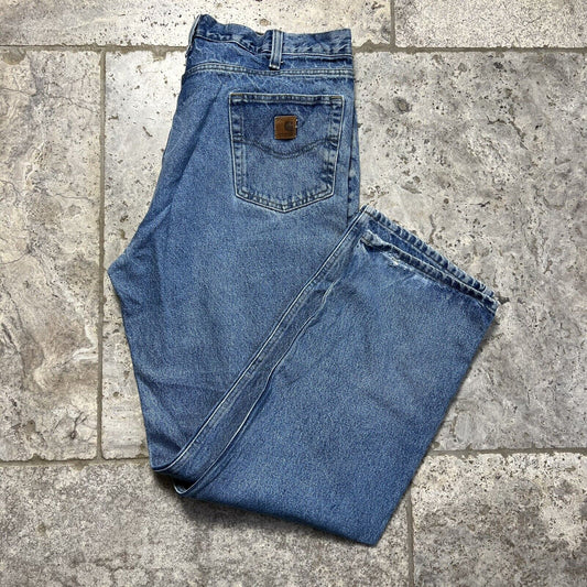 Carhartt Jeans Relaxed Fit Carpenter Denim Workwear Trousers, Blue, Mens 38”