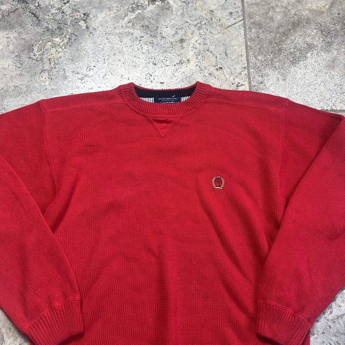 Tommy Hilfiger Knitted Jumper, Red, Mens, Large