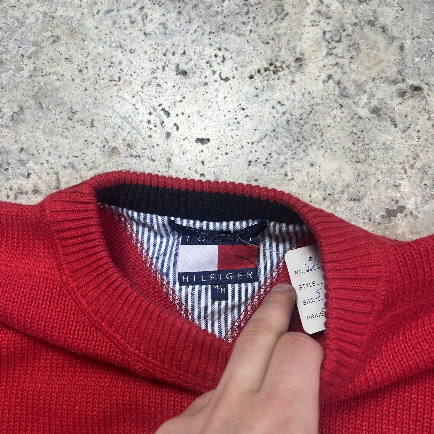 Tommy Hilfiger Knitted Jumper, Red, Mens, Large