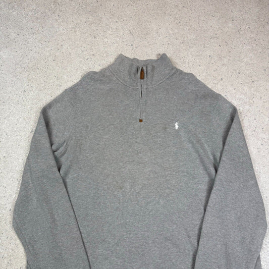 Polo Ralph 1/4 Zip Jumper Grey XL / XXL Cotton 90s