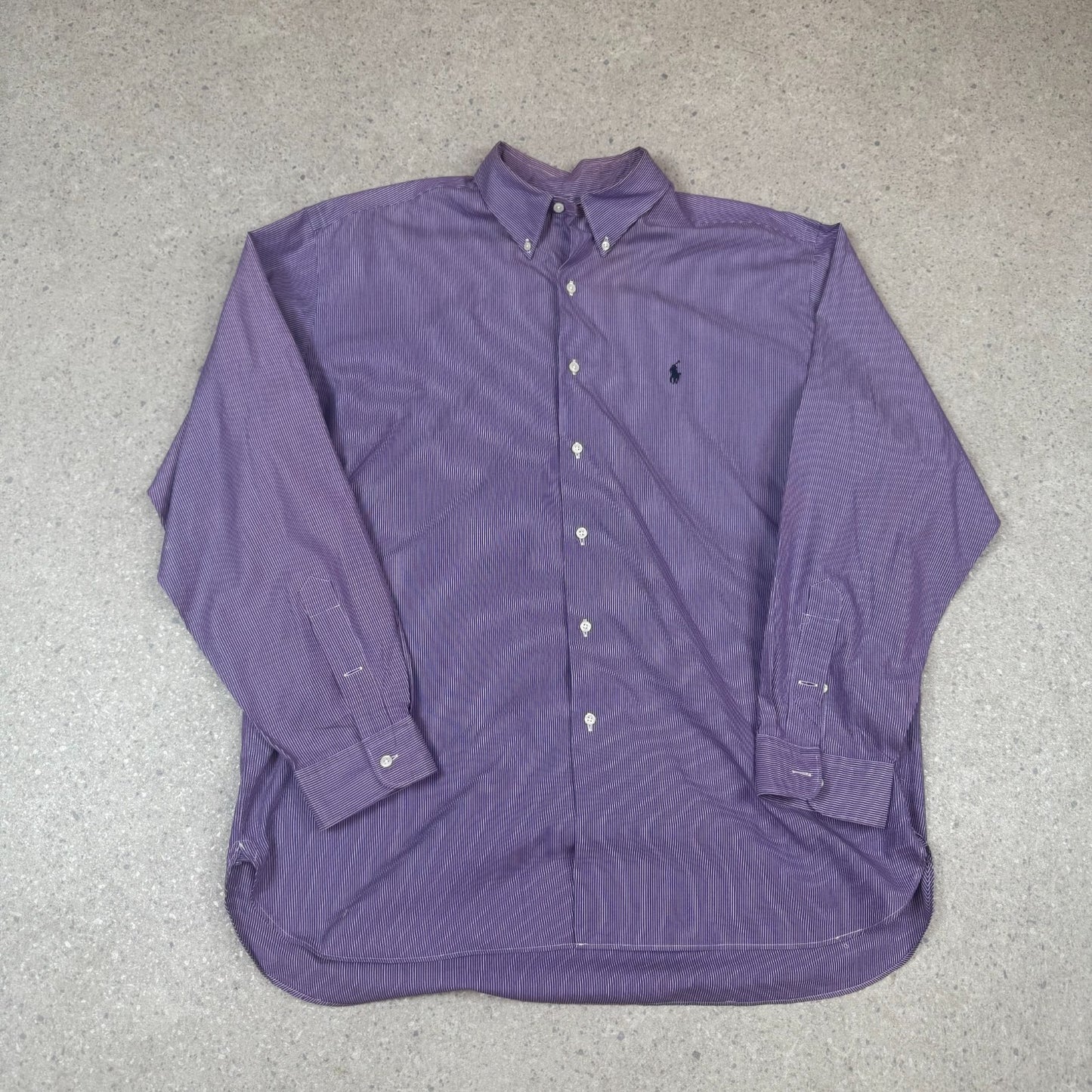 Ralph Lauren Shirt XL Purple Striped Embroidered Logo Long Sleeve