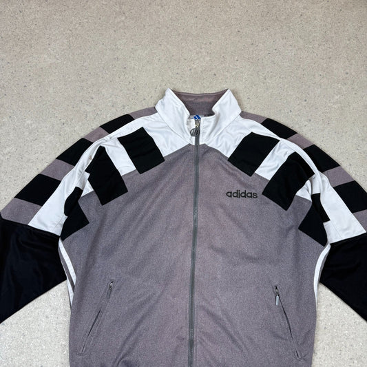 Adidas Track Top Large 90s White Grey Colourway Embroidered Logo