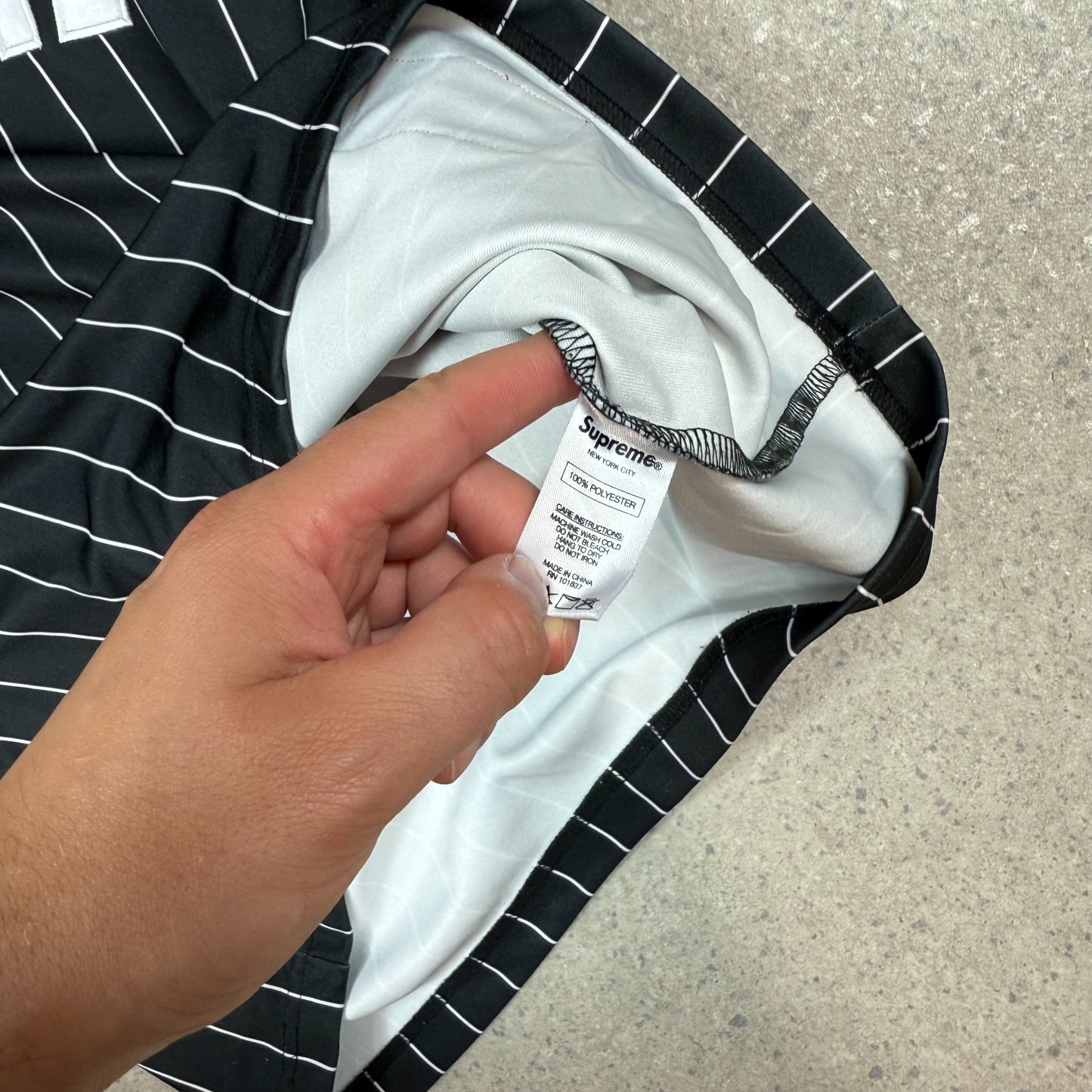 Supreme Baseball Jersey 2017 Large Black White Oversized Fit