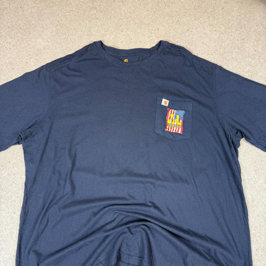 Carhattt Navy Pocket Logo T Shirt 4XL Relaxed Fit Vintage