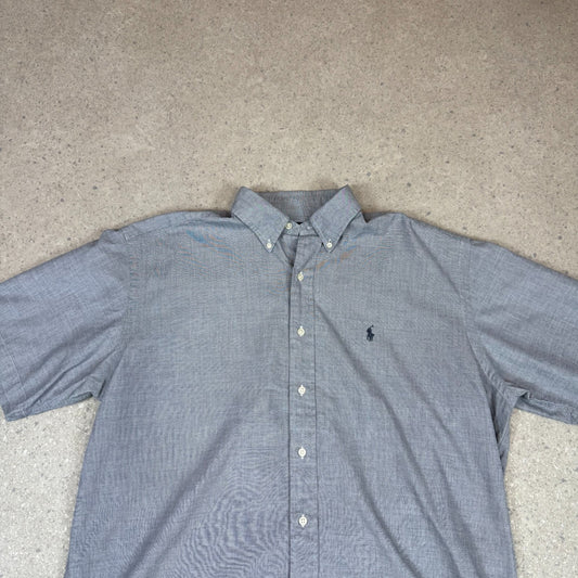 Ralph Lauren Short Sleeve Shirt Large Grey Embroidered Logo Long Sleeve