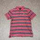 Nike Striped Polo Medium Red Grey Y2K Golf Short Sleeve