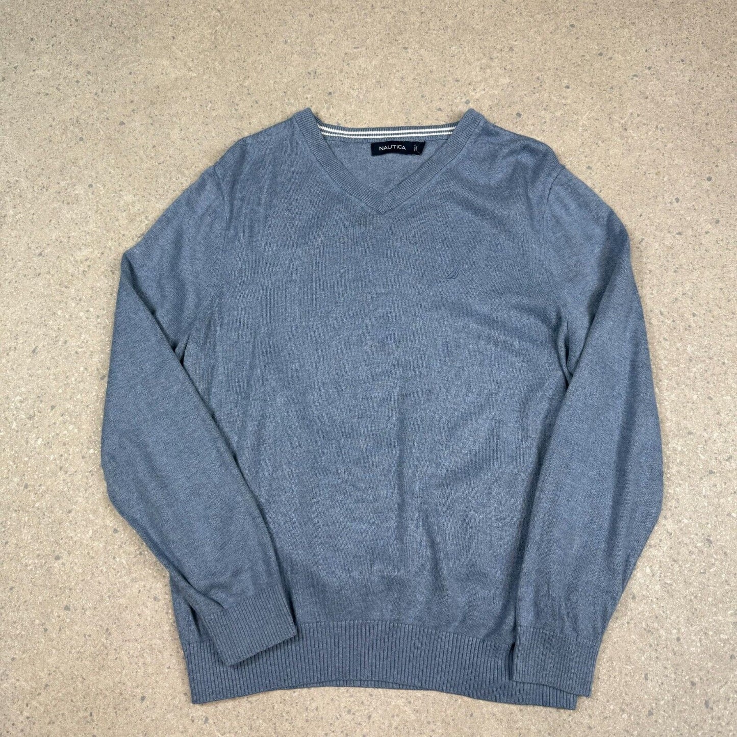 Nautica V Neck Medium Light Blue Pullover Jumper