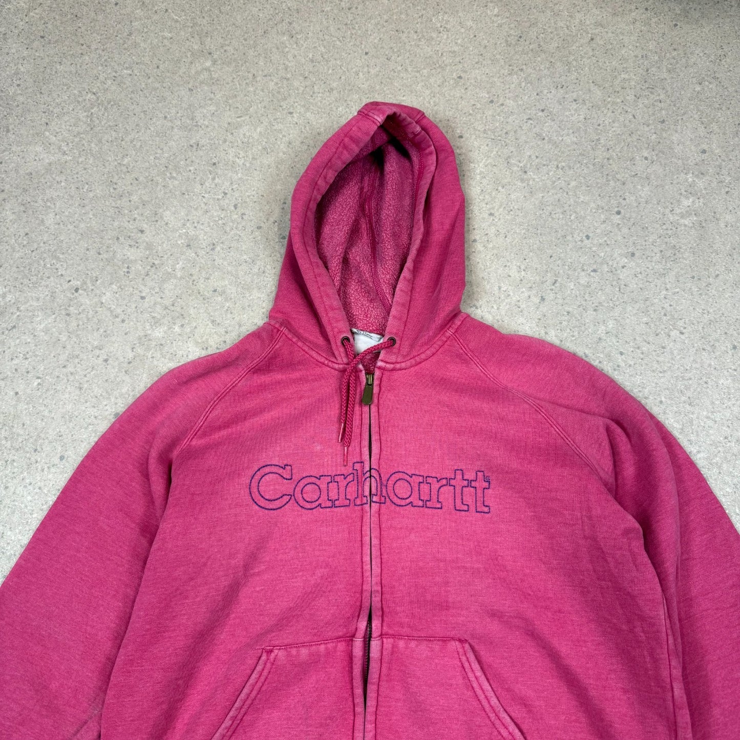 Carhartt Full Zip Hoodie Women’s Large Pink Embroidered Logo Full Zip Hooded