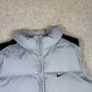Nike Puffer Gillet Small Silver Black Y2K Embroidered Swoosh Zip Up