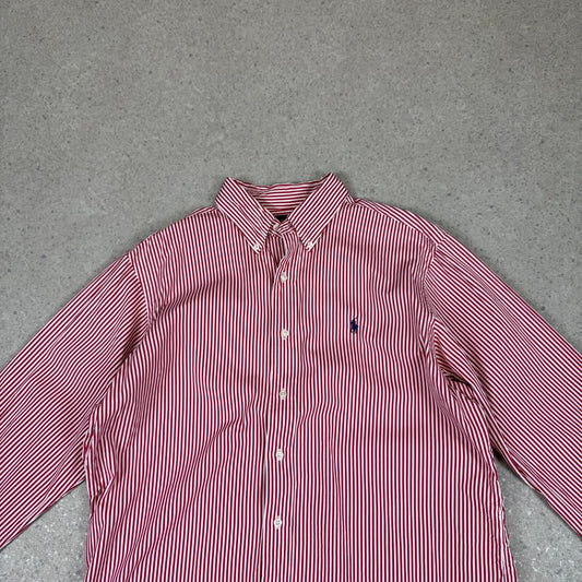 Ralph Lauren Shirt Large Striped Red Colourway Embroidered Logo Long Sleeve