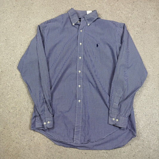 Ralph Lauren Blue Check Shirt Large 16” Neck