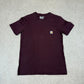 Carhartt T Shirt Small Burgundy Colourway Embroidered Logo Heavyweight