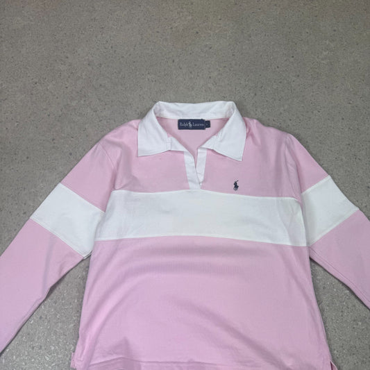 Ralph Lauren Women’s Rugby Shirt M Women’s Pink / White