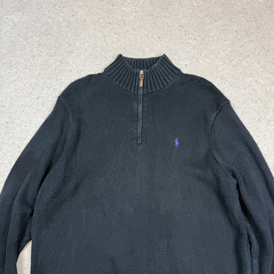 Polo Ralph Lauren 1/4 Zip XL Jumper Black Colourway Cotton