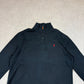 Ralph Lauren 1/4 Zip Jumper XL Black Colourway Embroidered Logo Cotton