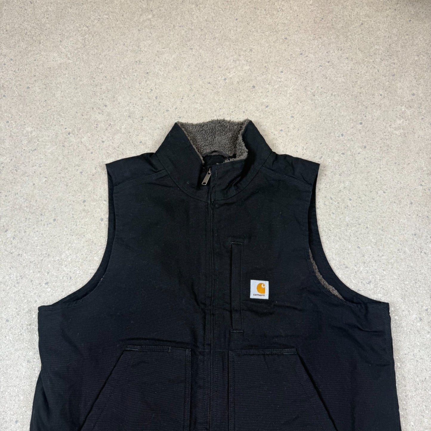 Carhartt Black Vest Large Fleece Lined Embroidered Logo