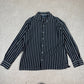 Ralph Lauren Shirt Large Black White Striped Custom Fit Long Sleeve