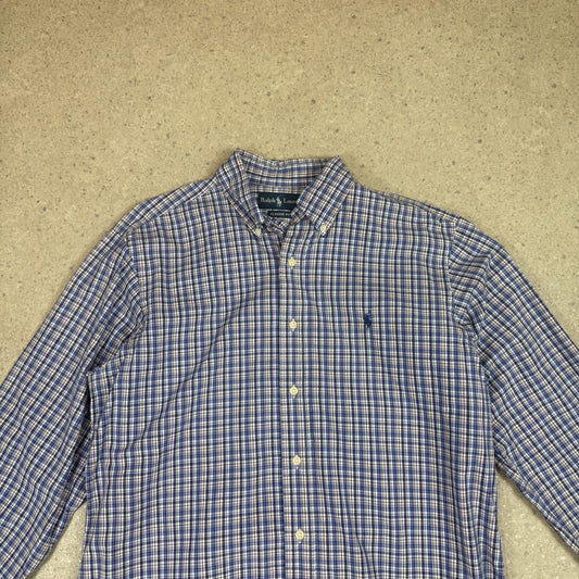 Ralph Lauren Shirt Large Check Embroidered Logo Long Sleeve