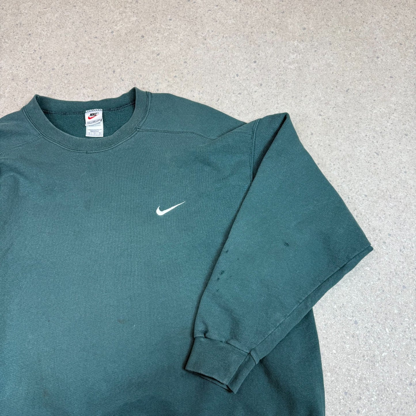 Nike Sweater 2XL Green 90s Made in USA Small Swoosh