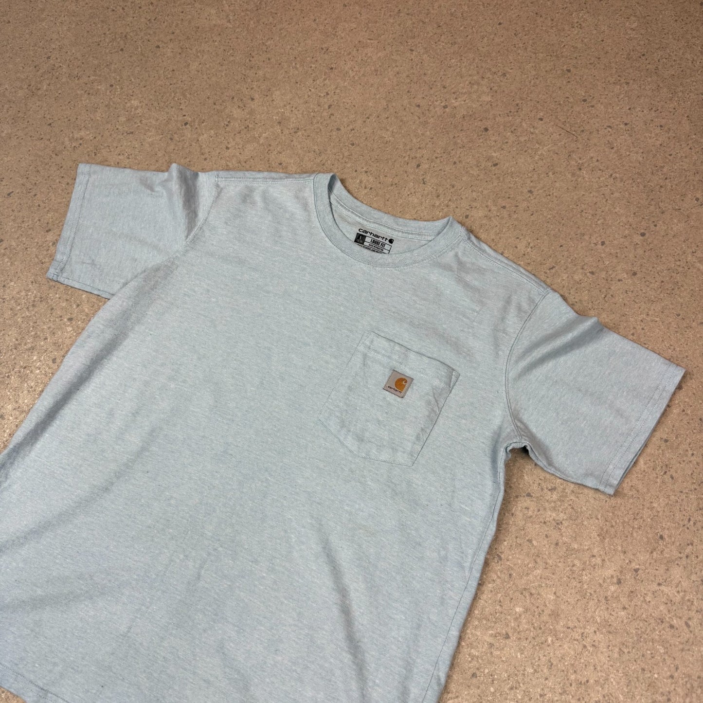 Carhartt Pocket Logo T Shirt Large Loose Fit Baby Blue Colourway Short Sleeve