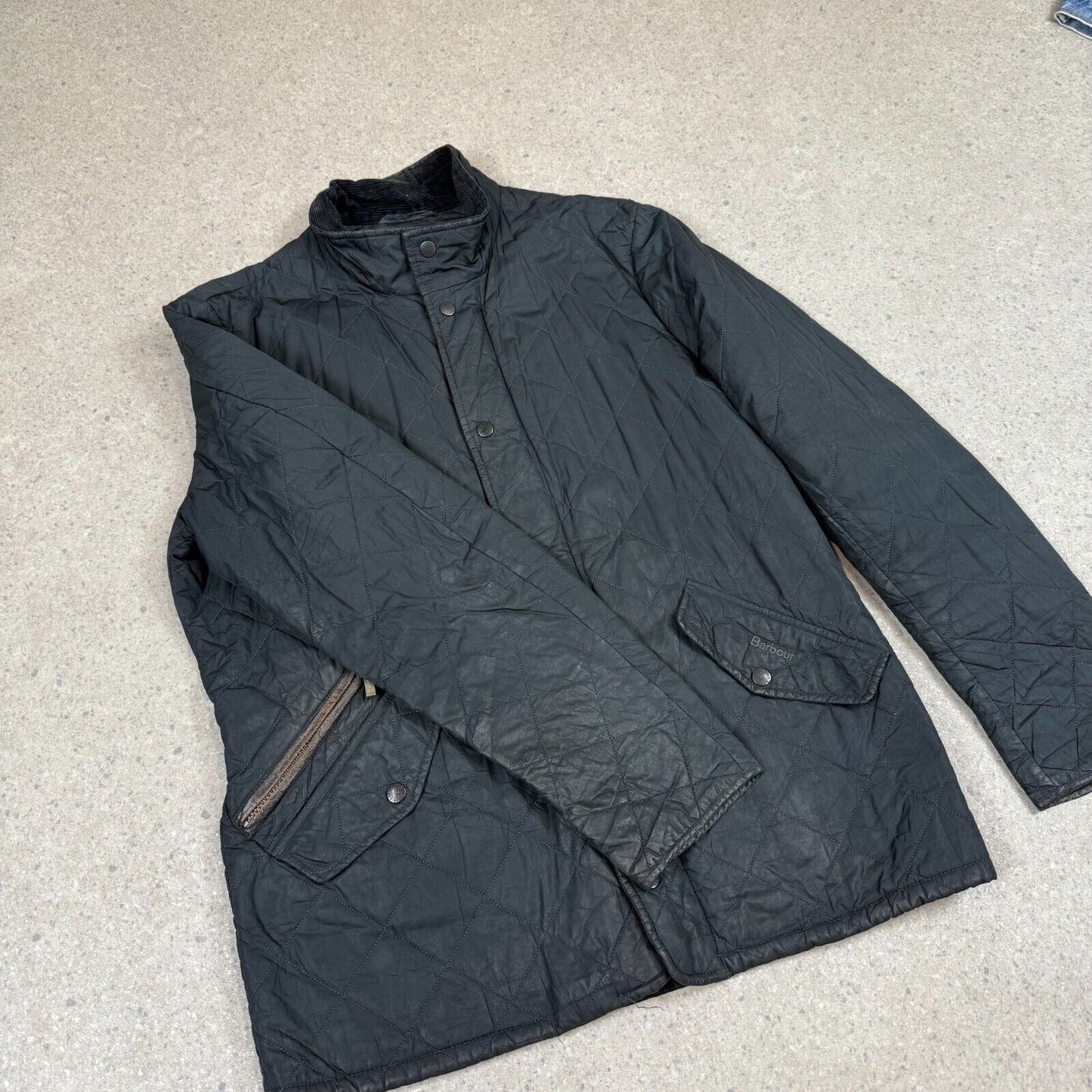 Barbour Jacket Medium Padded Black Jacket Embroidered Logo