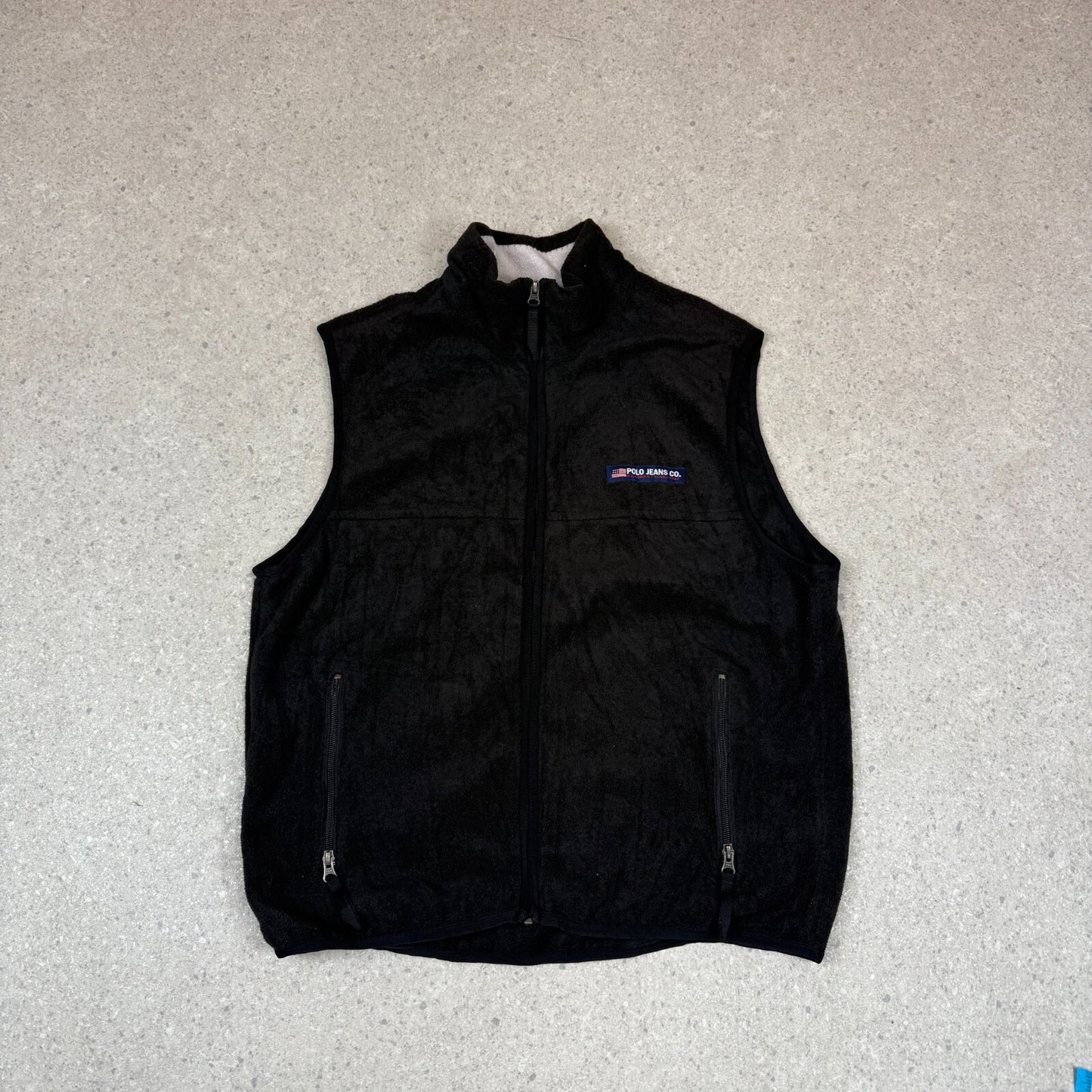 Polo Jeans Fleece Gillet Large Black Embroidered Logo Full Zipåç