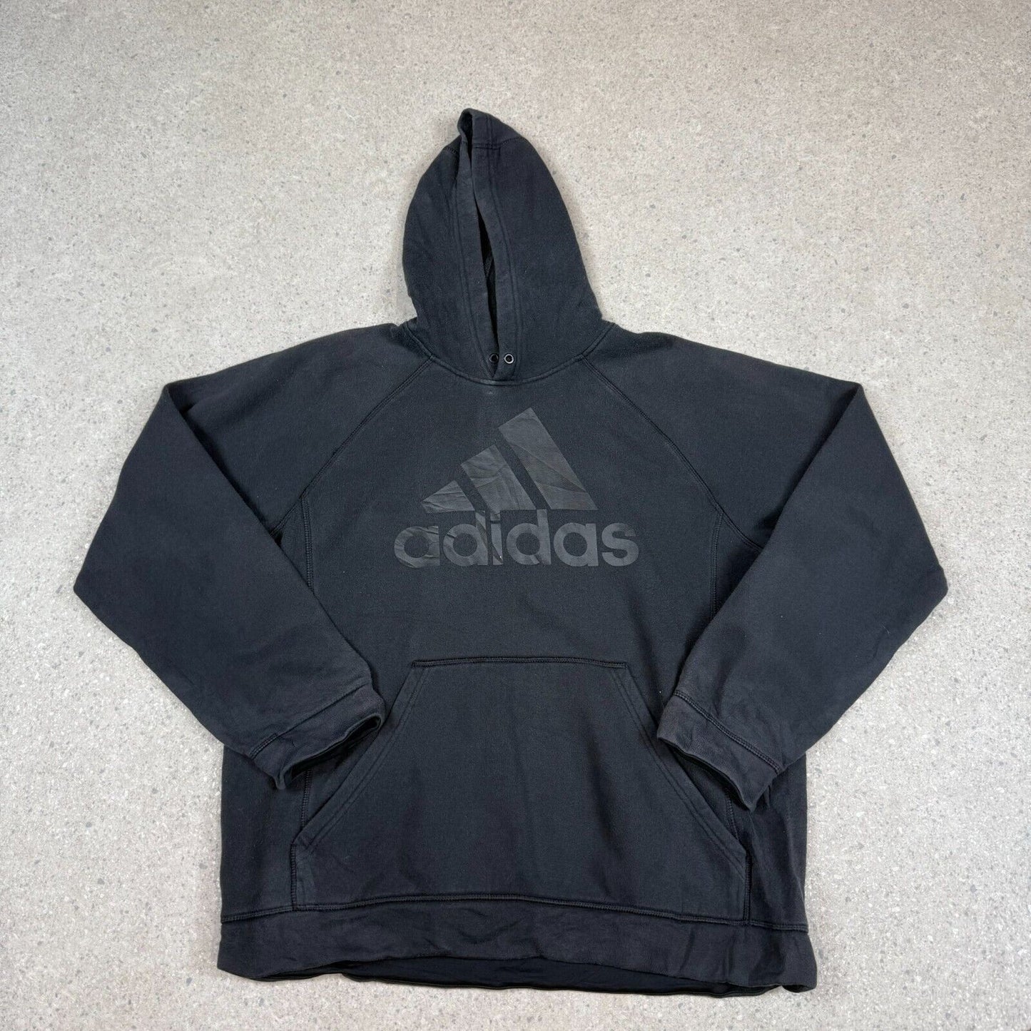 Adidas Hoodie Large Black Spellout Logo Hooded