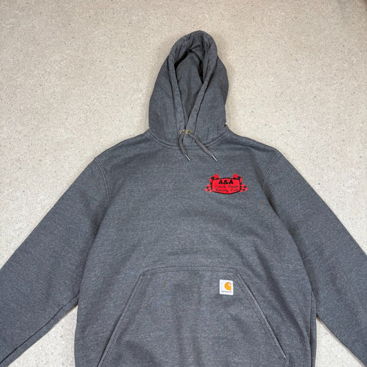 Carhartt Rain Defender Hoodie Medium Grey NASCAR Racing Logo Hooded Pocket