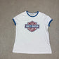 Harley Davidson Ringer T Shirt XL White Blue Motor Cycles