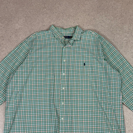 Ralph Lauren Check Shirt 3XLT Green / Orange Embroidered Logo