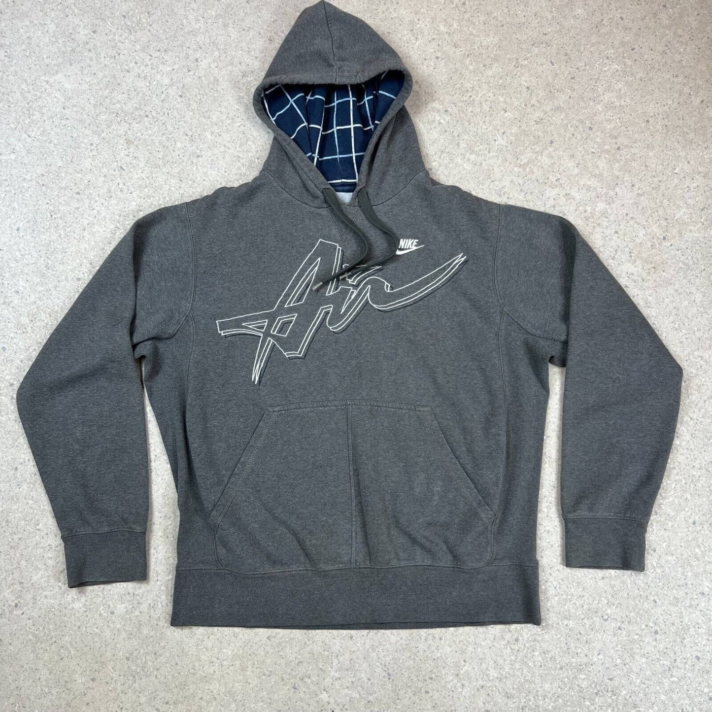 Nike Air Hoodie Embroidered Large Grey Spell Out Pullover