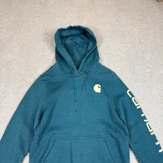Carhartt Hoodie Small Blue Colourway Spell Out Down Arm Logo