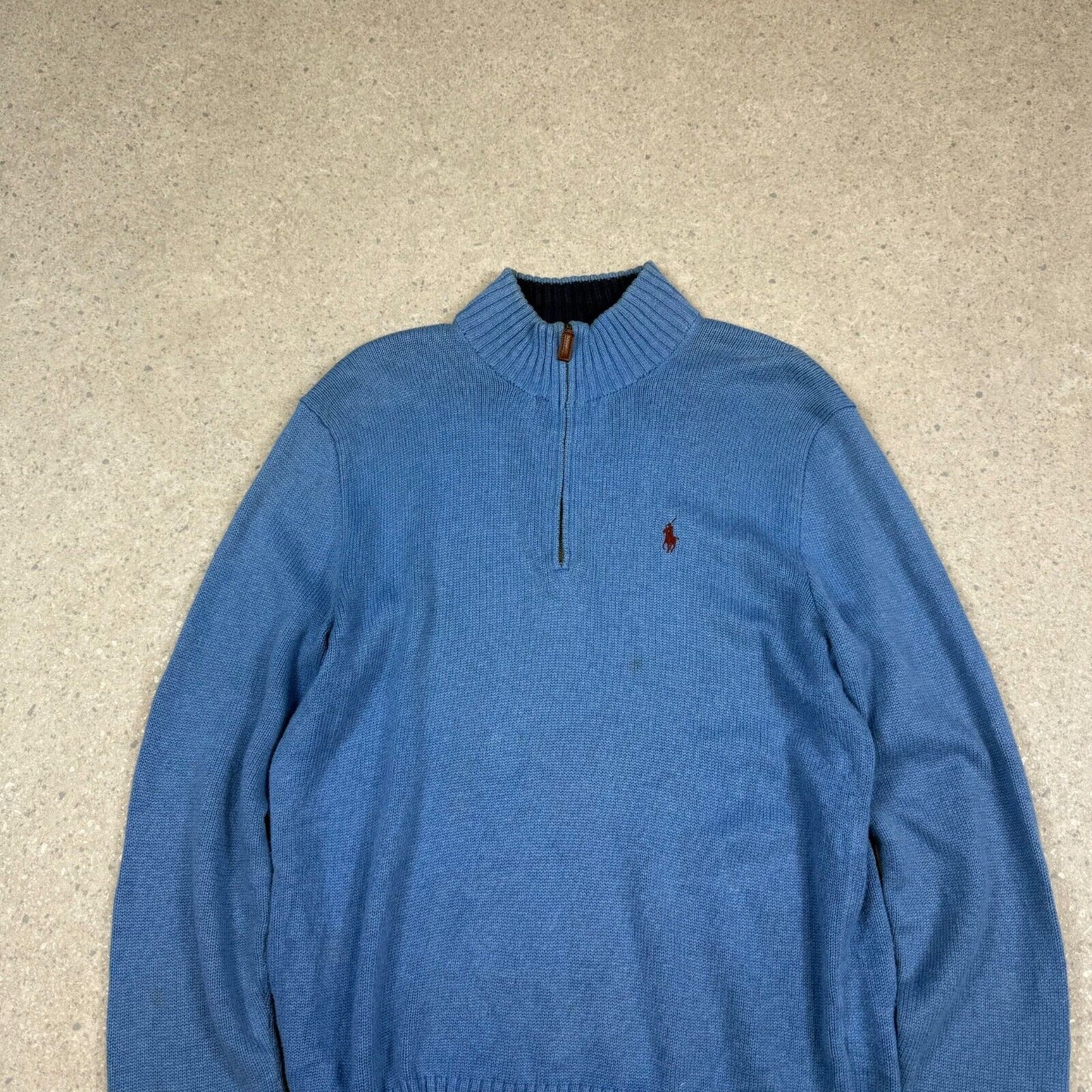 Ralph Lauren 1/4 Zip Knit Medium Blue Vintage 90s