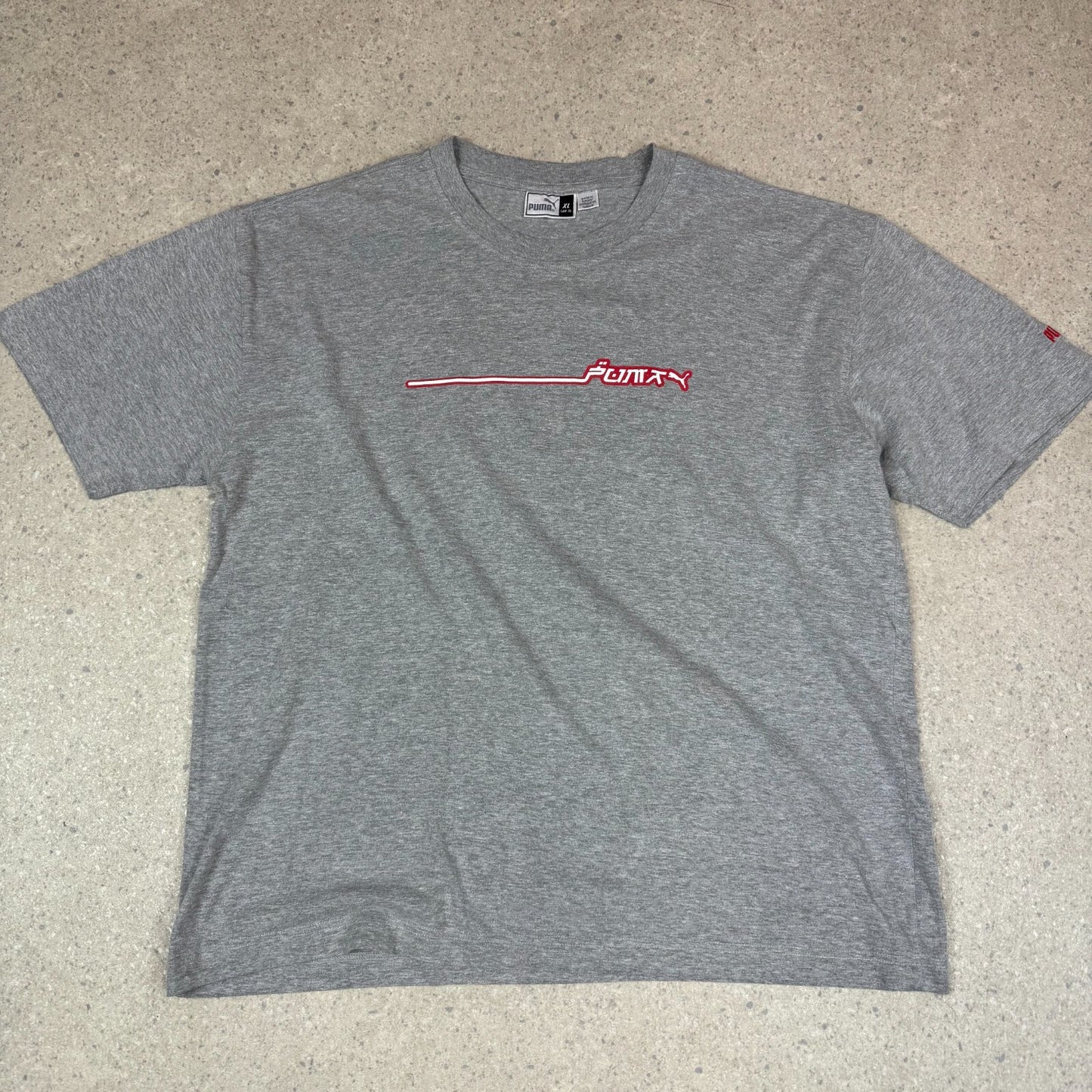 Puma T Shirt XL Grey Embroidered Logo Y2K Oversized Fit Short Sleeve