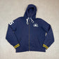 Ralph Lauren Zip Up Hoodie Large Navy Blue Embroidered Logo Hooded