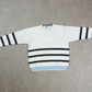 Lacoste Knit Sweater Mens White Black Striped Pullover Long Sleeve - small