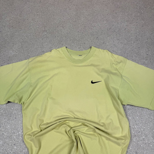 Vintage Nike T Shirt XL Neon Green Embroidered Logo Heavyweight 90s