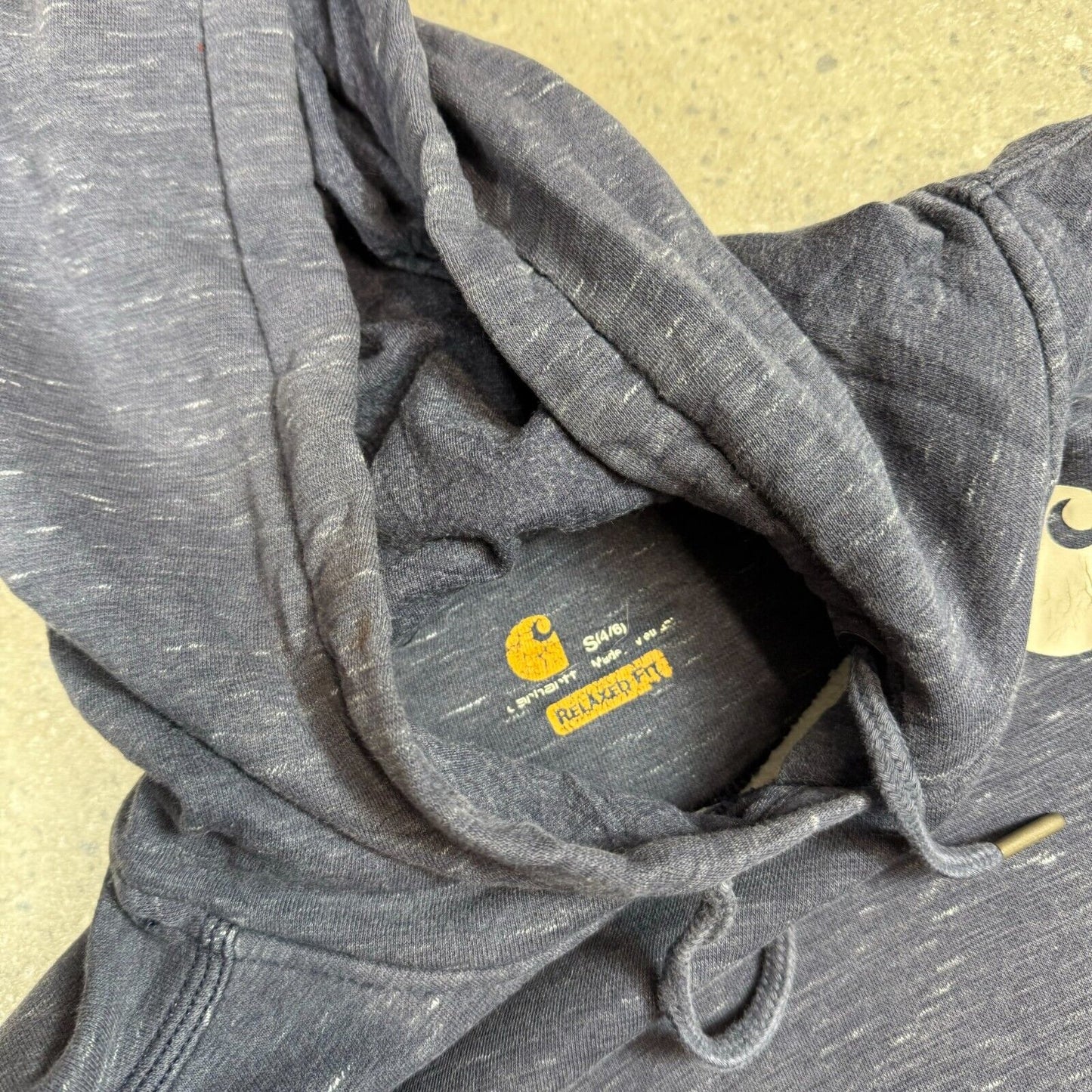 Carhartt Hoodie Small Spellout Navy Grey