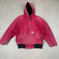 Carhartt Active Jacket Red Pink Colourway Small Embroidered Logo Hoodie